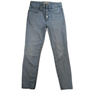 Madewell Cropped Skinny Jeans Womens 25 High Rise Light Wash Button Fly